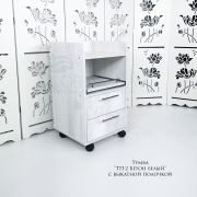 Тележка косметологическая «ТП-2» с выдвижной полкой 750*400*400 Бетон белый