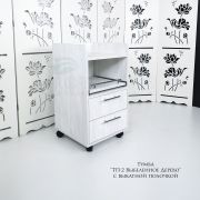 Тележка косметологическая «ТП-2» с выдвижной полкой 750*400*400 Выбеленое дерево