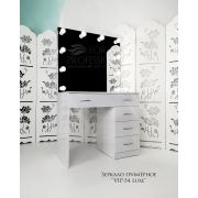 Зеркало гримёрное «VIP-54 Luxe» 900*1700*450 Белый глянец  (10 ламп)