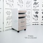 Тележка косметологическая «ТП 2+2» Белый шелк + Ясень 400*750*466