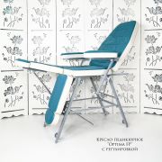 Кресло педикюрное «Optima» с регулировкой высоты Сине-белое