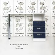 Стол «СМ-3» 750*1100*550 белый шелк+индиго