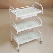 Тележка стеклянная «Glass с узором» + корзинка стекло Белый Матовый