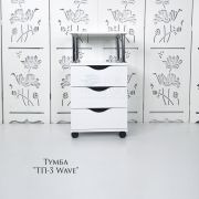 Тележка косметологическая «ТП-3» с криволинейными ящиками 750*400*400 белый шелк