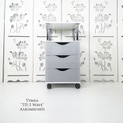 Тележка косметологическая «ТП-3» с криволинейными ящиками 750*400*400 белый шелк + серый