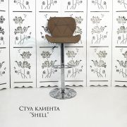 Стул барный «Shell» экокожа темно-бежевый на хромовом диске