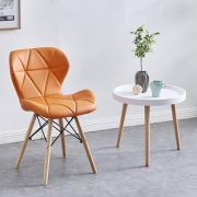 Стул клиента «Shell» экокожа оранжевый на деревянных ножках