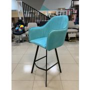 Стул барный «Макома Maxi» велюр голубой на чёрных ножках