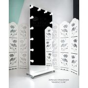 Зеркало гримёрное «Манта-2 Luxe» 900*2000*400 Белый Шёлк (16 ламп)