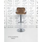 Стул барный «Shell» велюр бежевый на хромовом диске