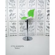 Стул барный «Shell» экокожа зеленый + белый на хромовом диске