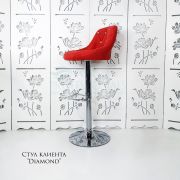 Стул барный «Diamond» велюр красный на металлических ножках